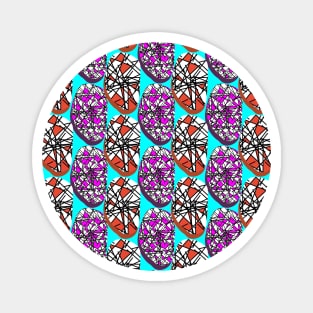 Abstract Turquoise 80s Memphis Design Scribble Shapes Pattern Magnet